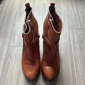 💋Marc Fisher Brown Leather Heeled Ankle Boots